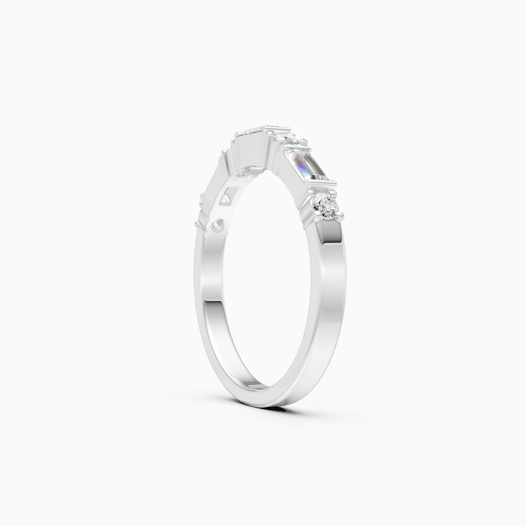 Baguette & Round Lab Grown Diamond Stacking Band